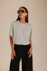 חולצת לואיסנה פסים לבן/שחור
