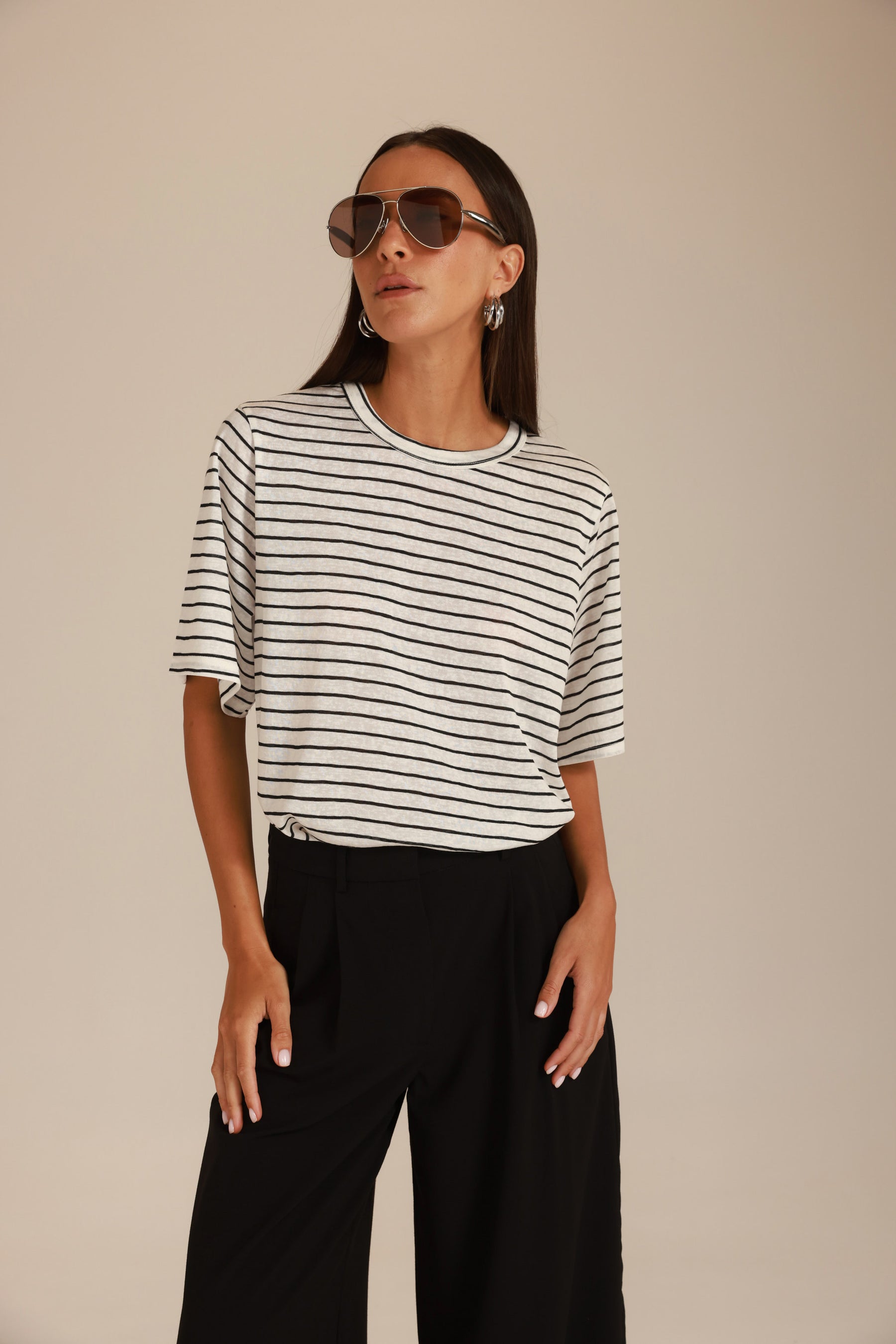 חולצת לואיסנה פסים לבן/שחור