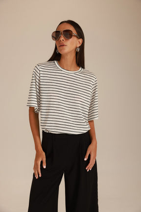 חולצת לואיסנה פסים לבן/שחור