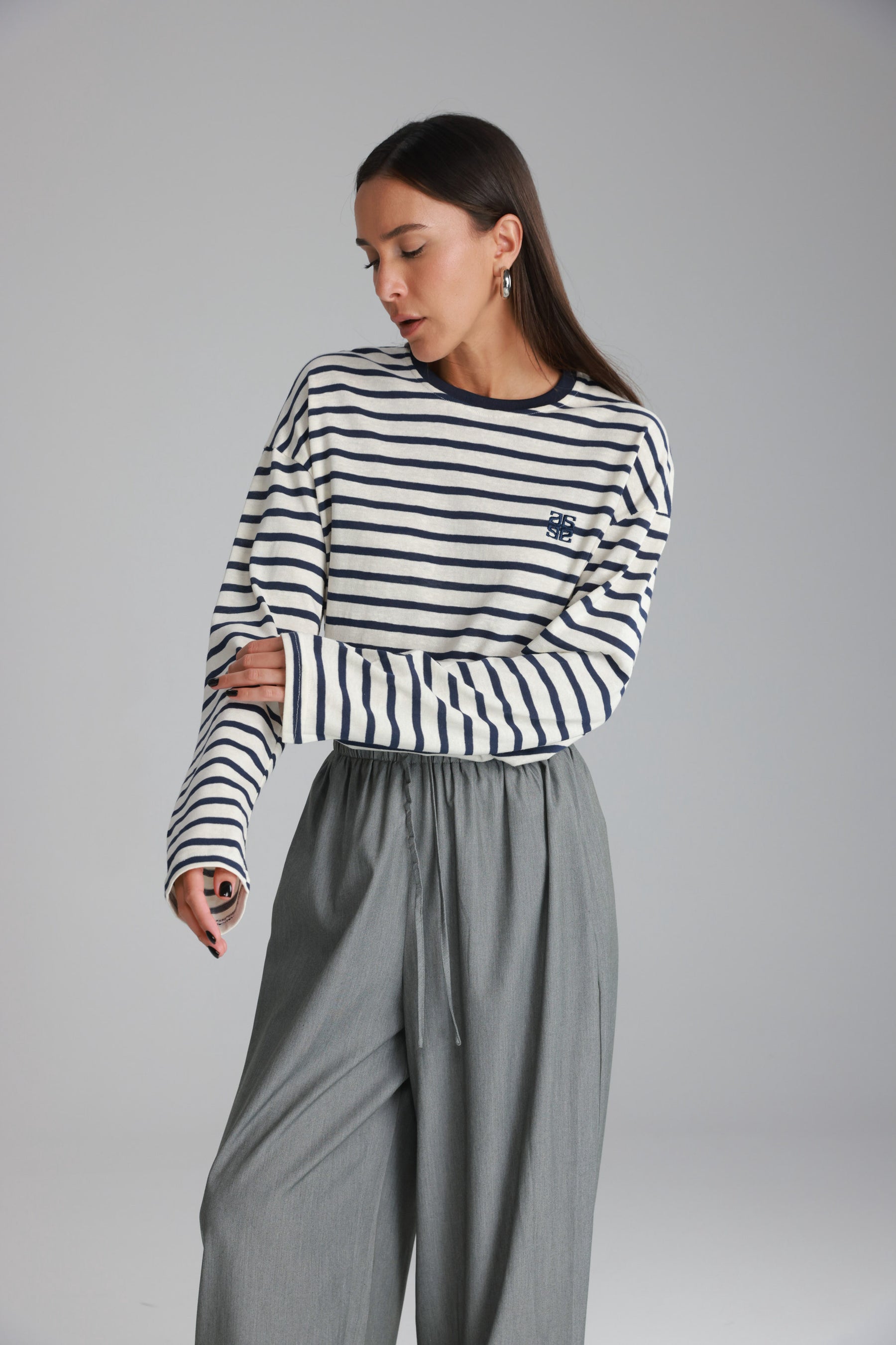 חולצת לוסי פסים שמנת/נייבי