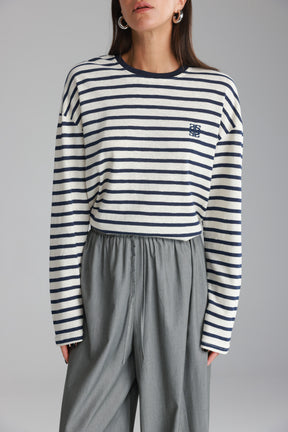 חולצת לוסי פסים שמנת/נייבי