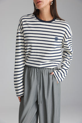 חולצת לוסי פסים שמנת/נייבי