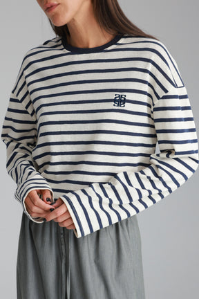 חולצת לוסי פסים שמנת/נייבי