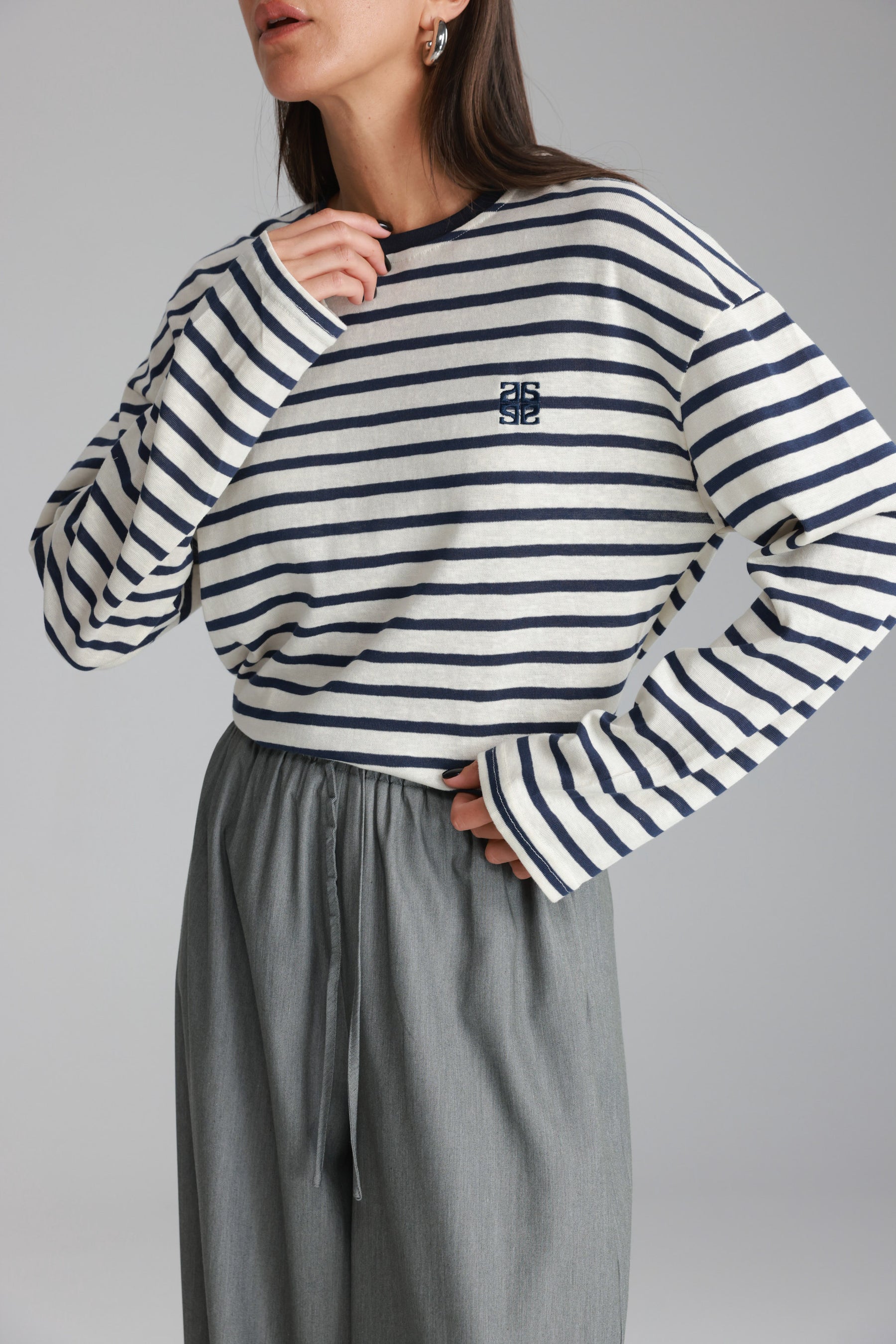 חולצת לוסי פסים שמנת/נייבי