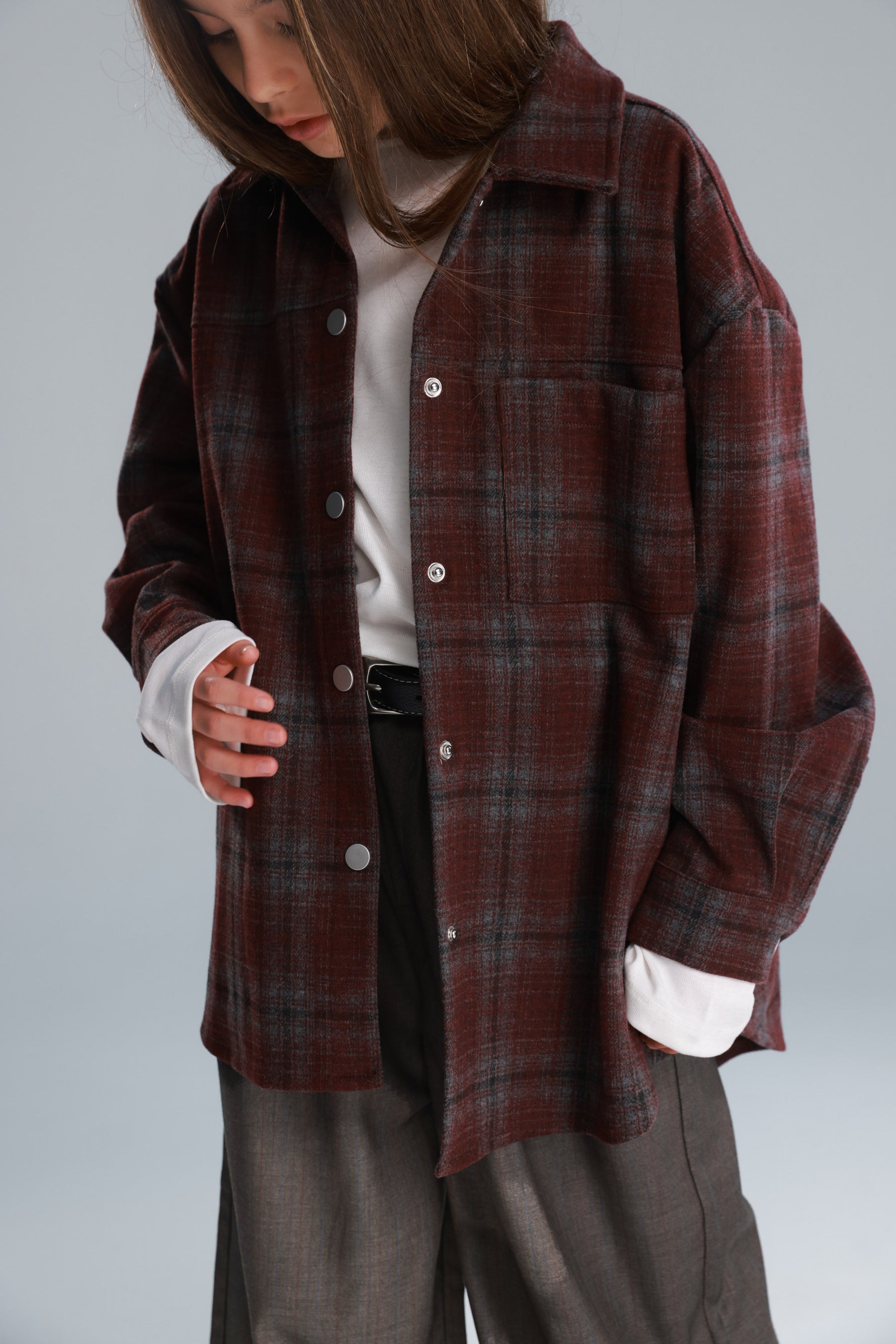 חולצת רוברטו מכופתרת בורדו