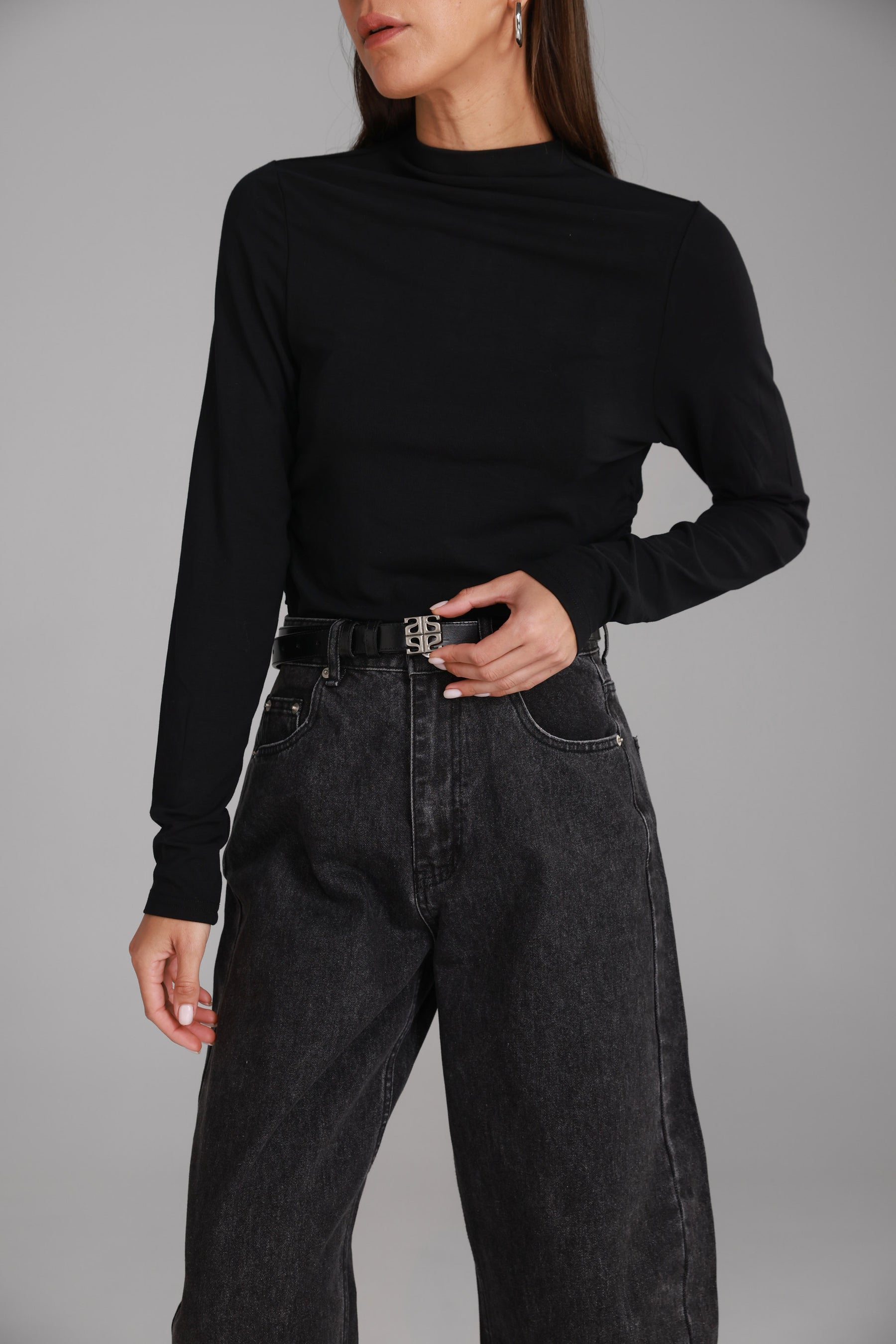 חגורת מריאן שחורה אבזם כסף