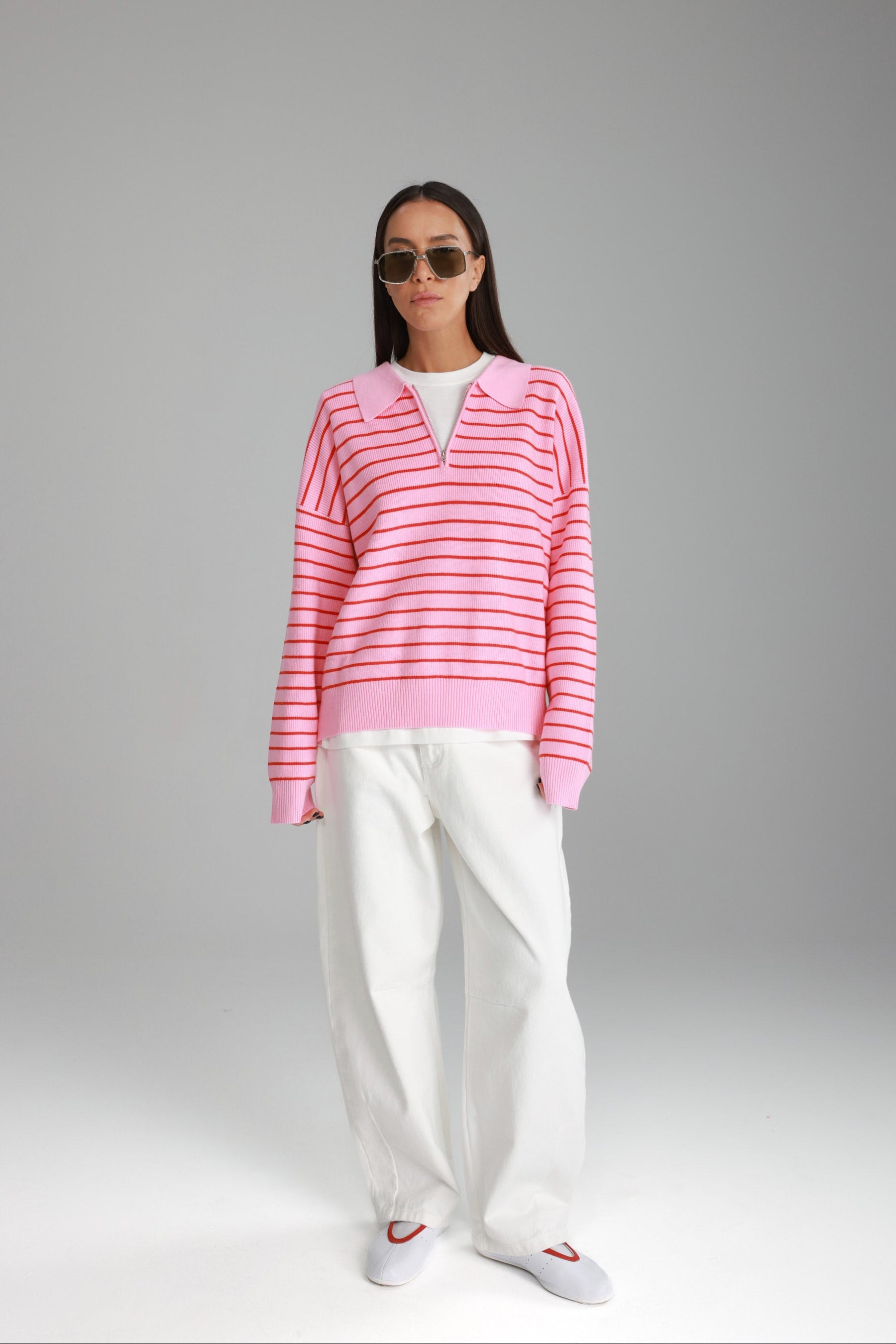 סריג קנדי פסים ורוד/אדום