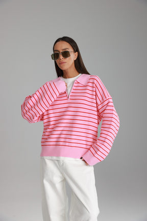 סריג קנדי פסים ורוד/אדום