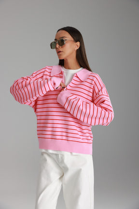 סריג קנדי פסים ורוד/אדום