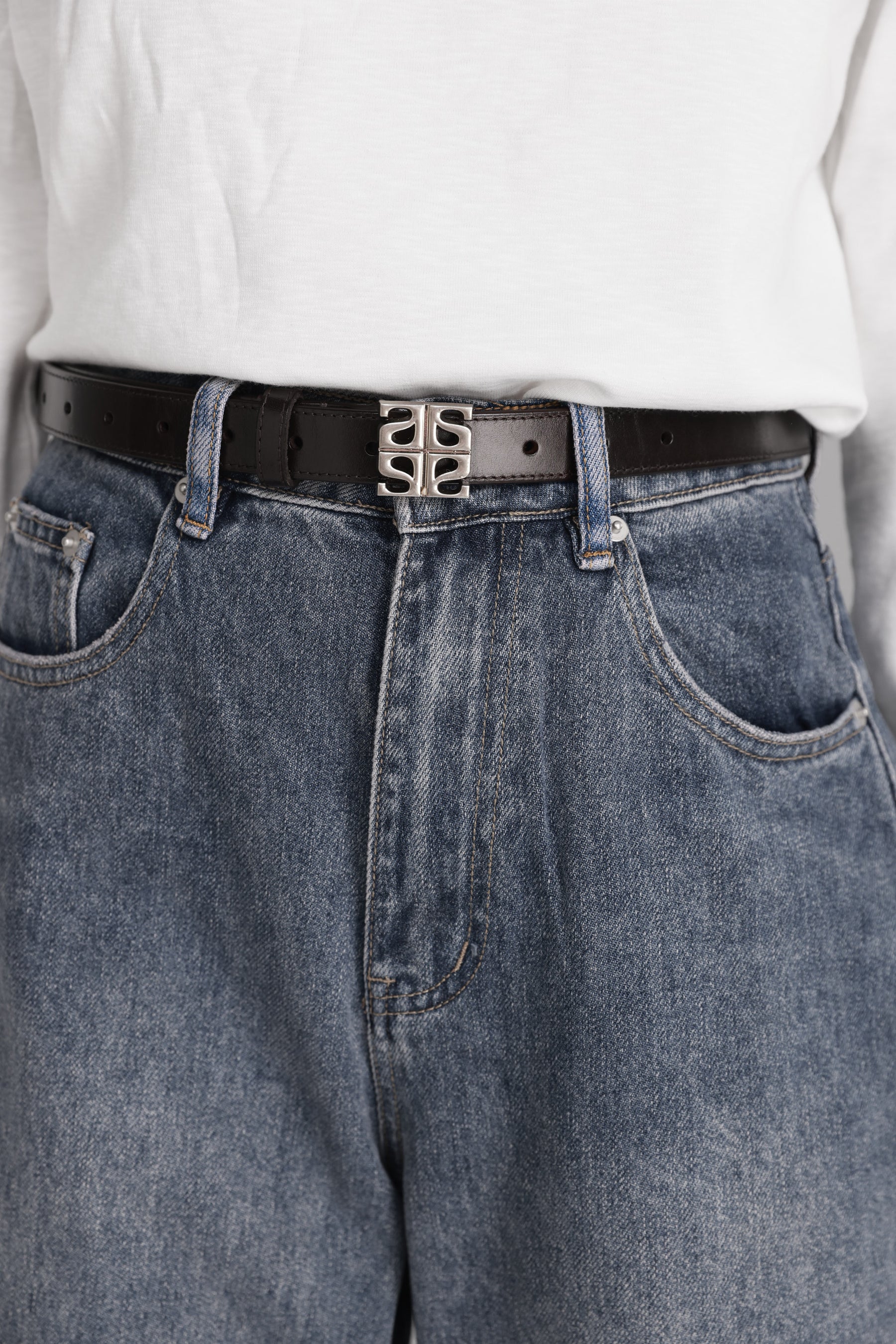 חגורת מריאן חום כהה אבזם כסף