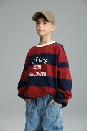 חולצת קאי נייבי/בורדו