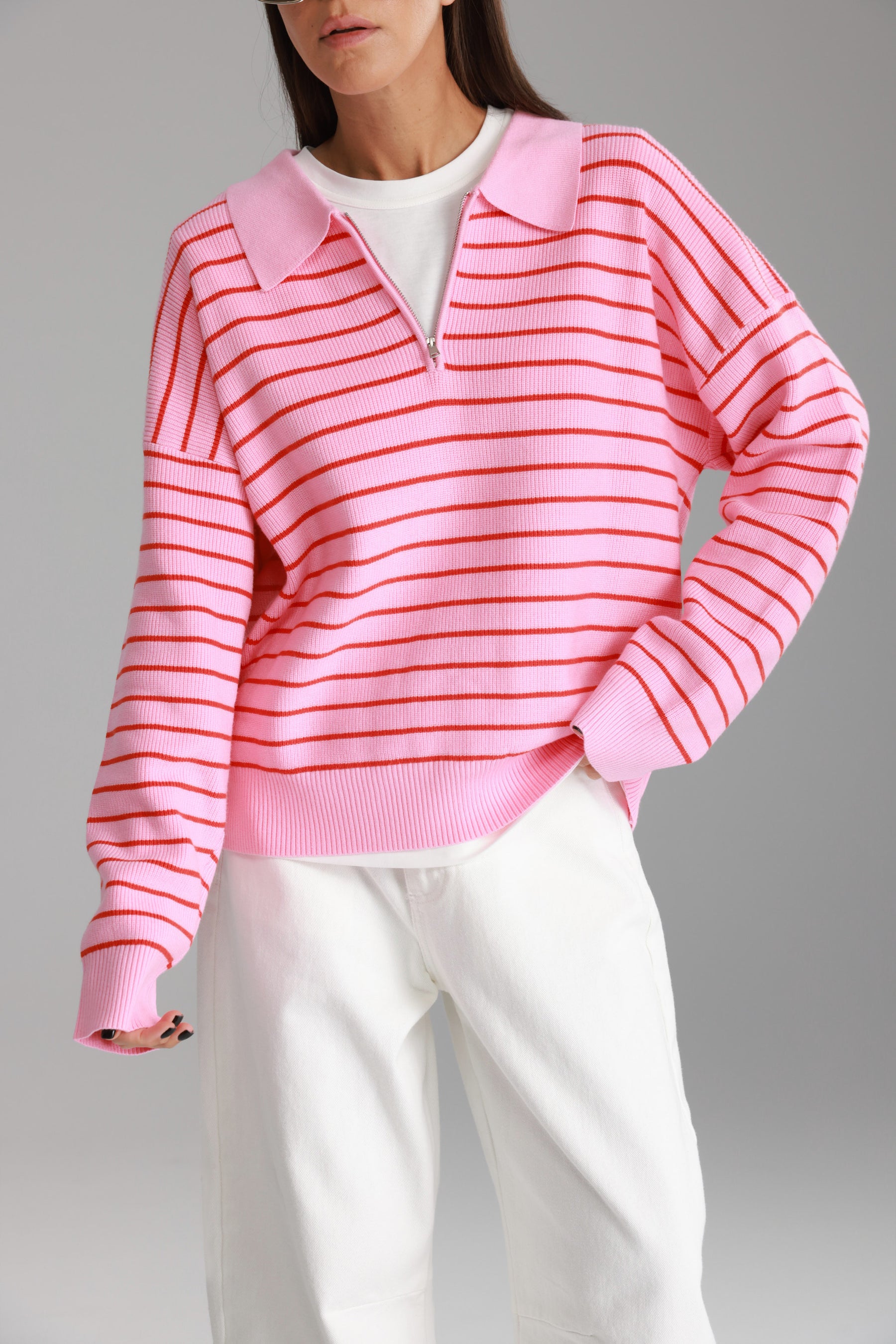 סריג קנדי פסים ורוד/אדום