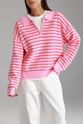 סריג קנדי פסים ורוד/אדום