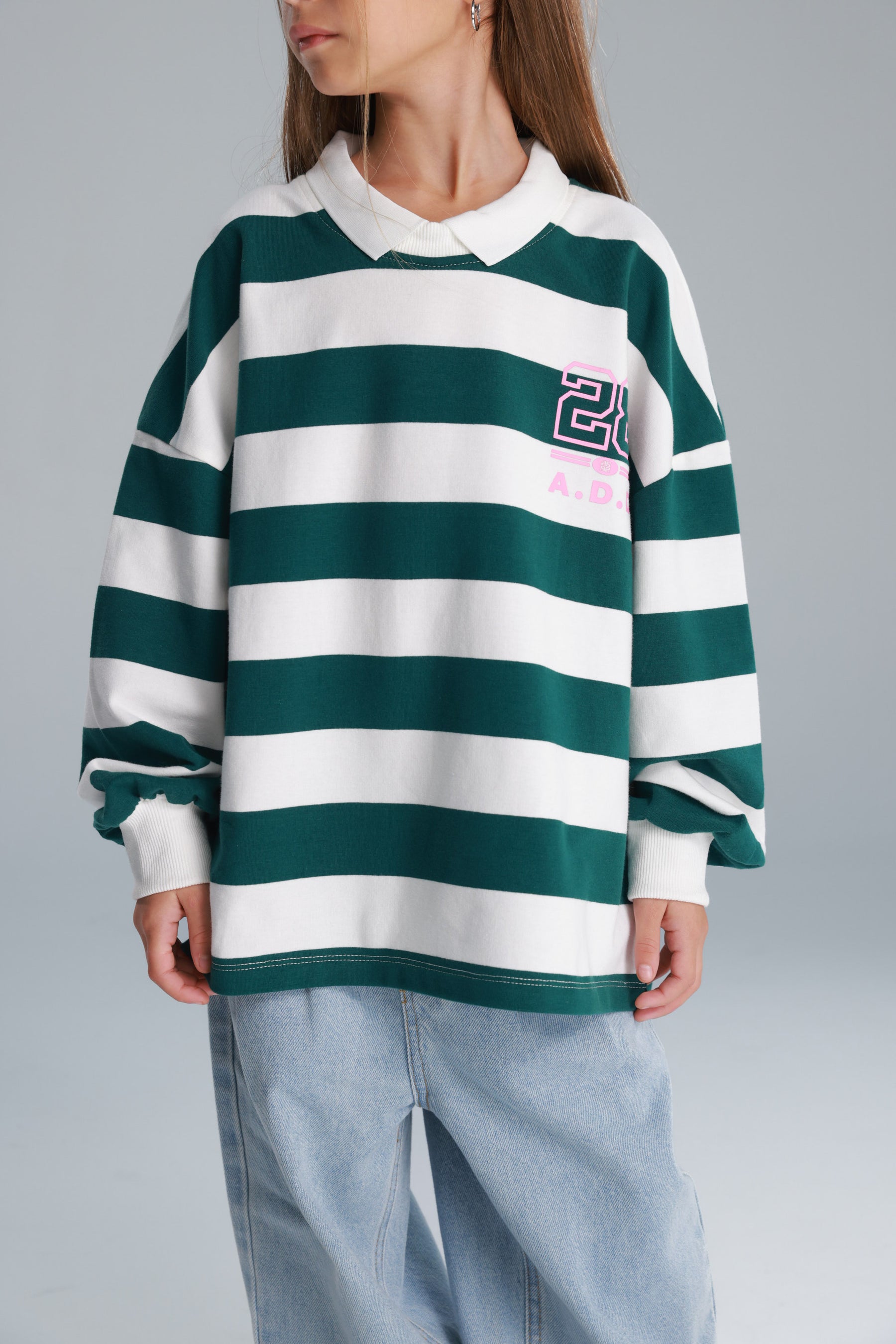 חולצת יוסטון פסים ירוק/לבן