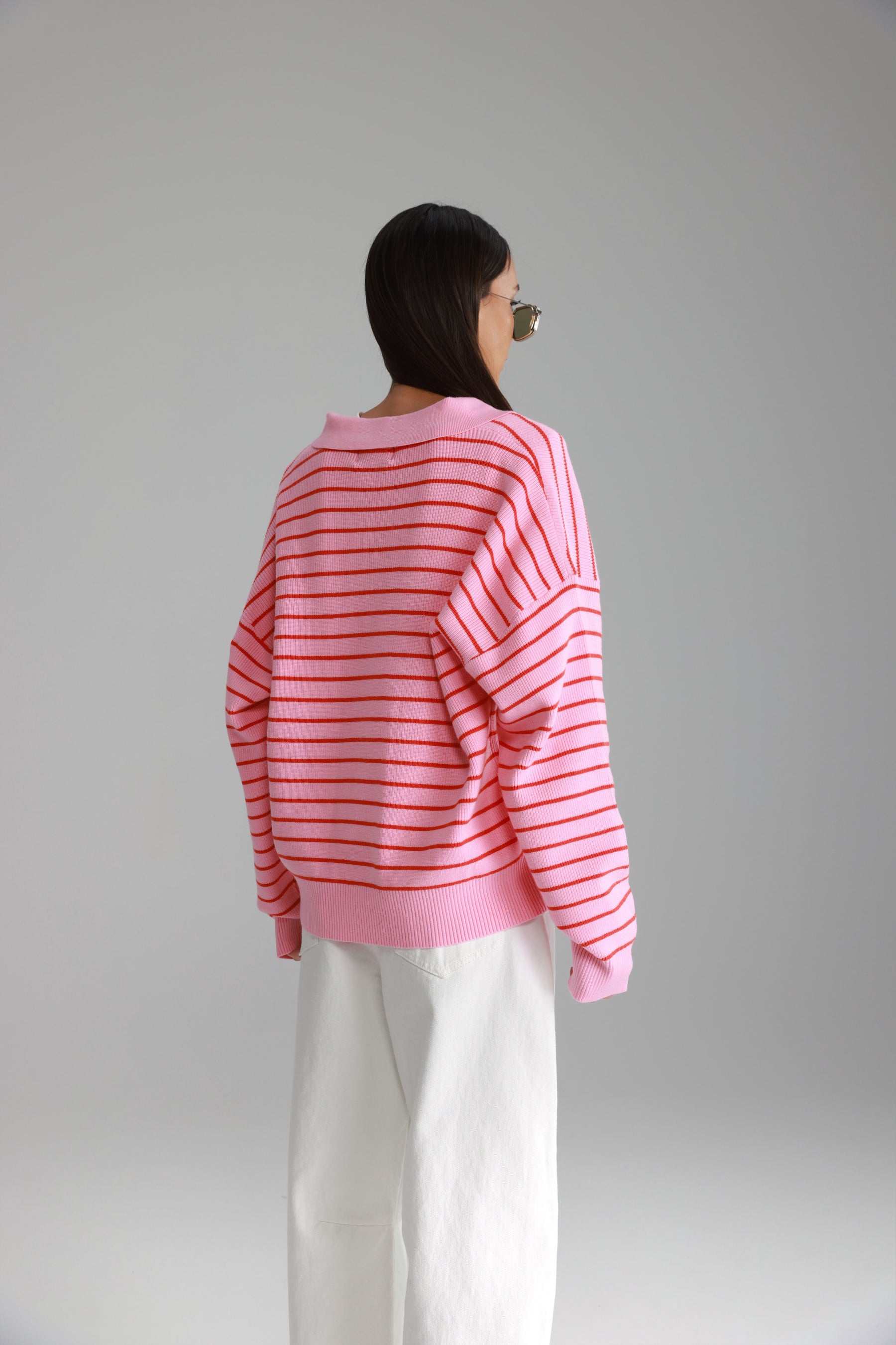 סריג קנדי פסים ורוד/אדום