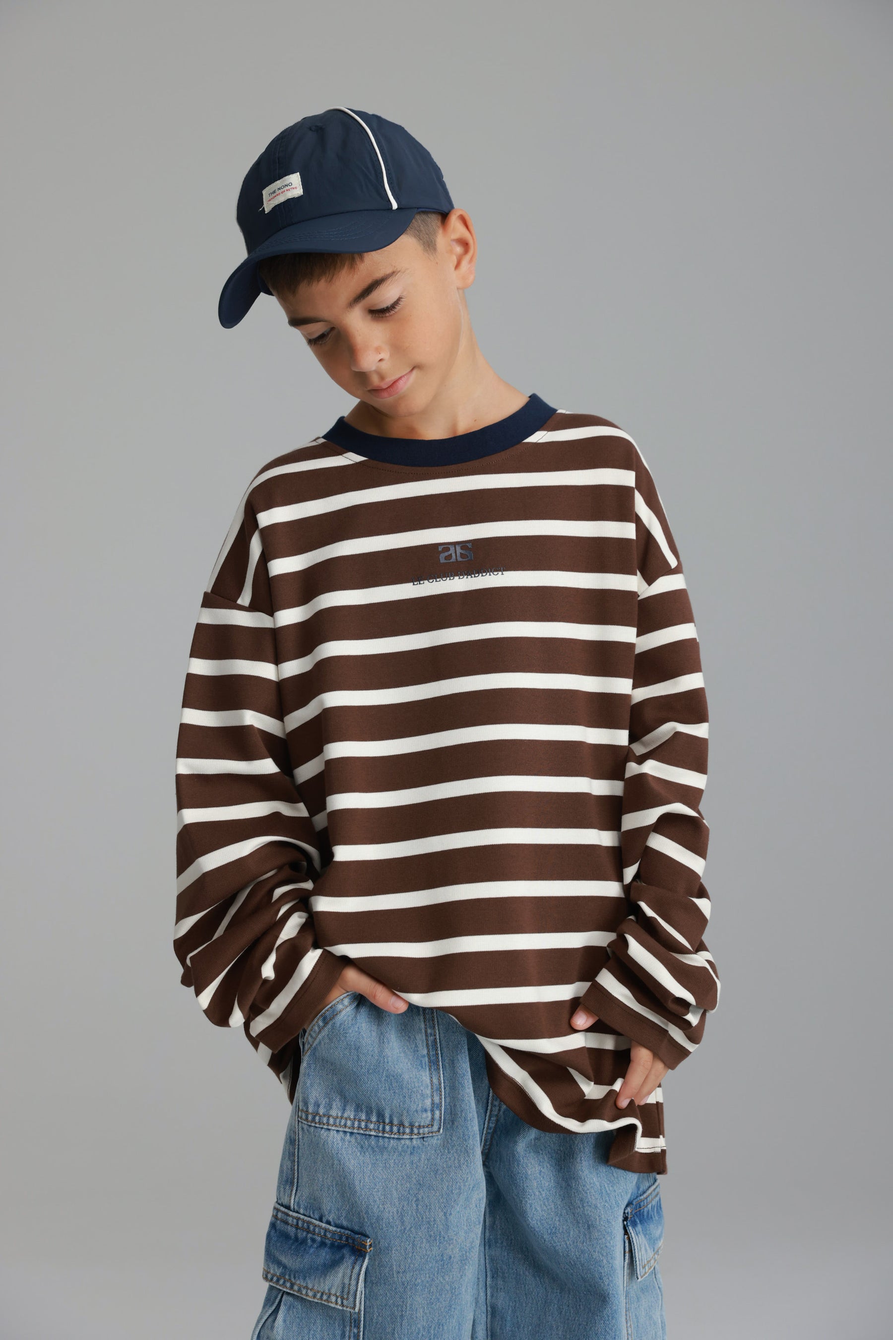 חולצת פול פסים חום/לבן