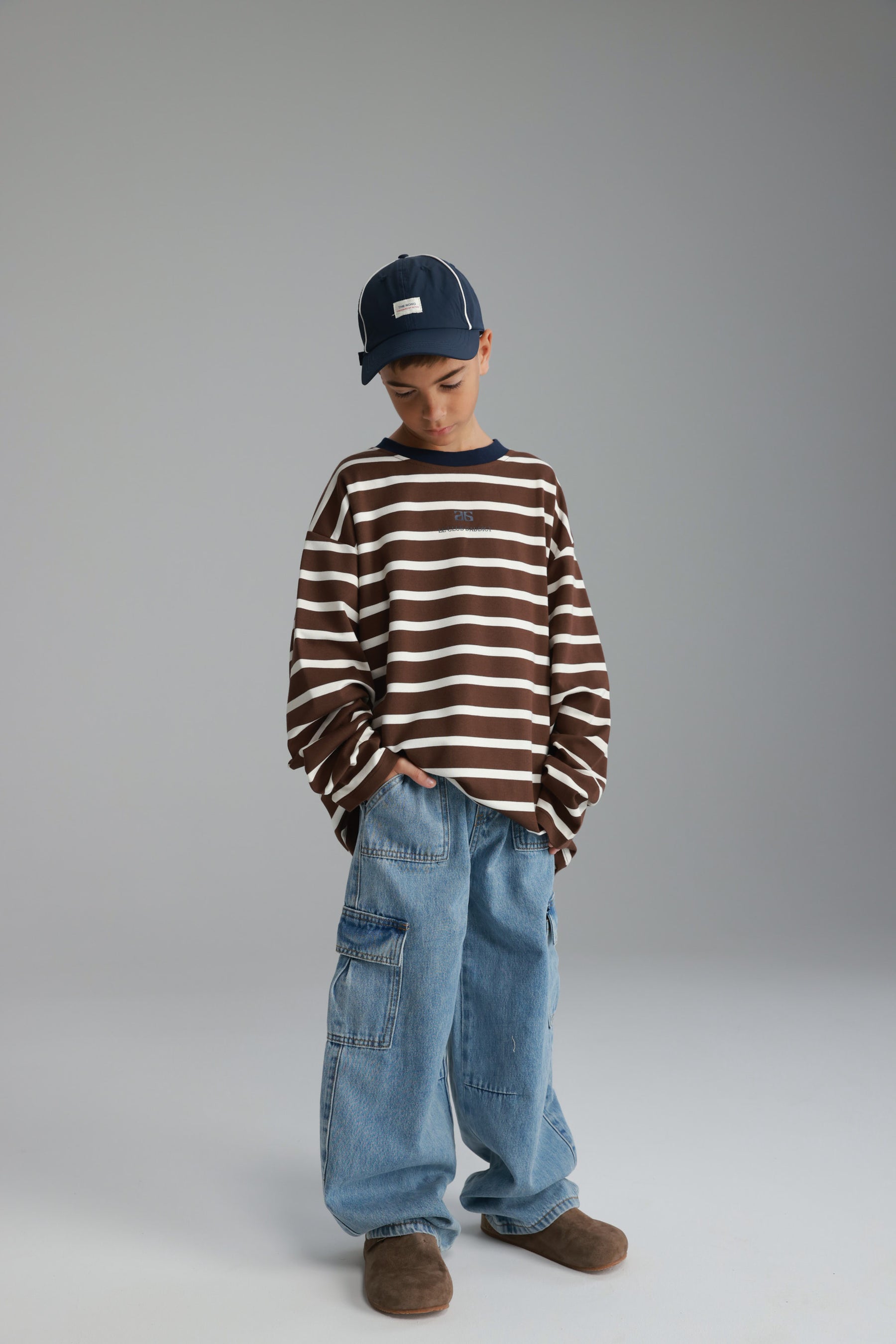 חולצת פול פסים חום/לבן