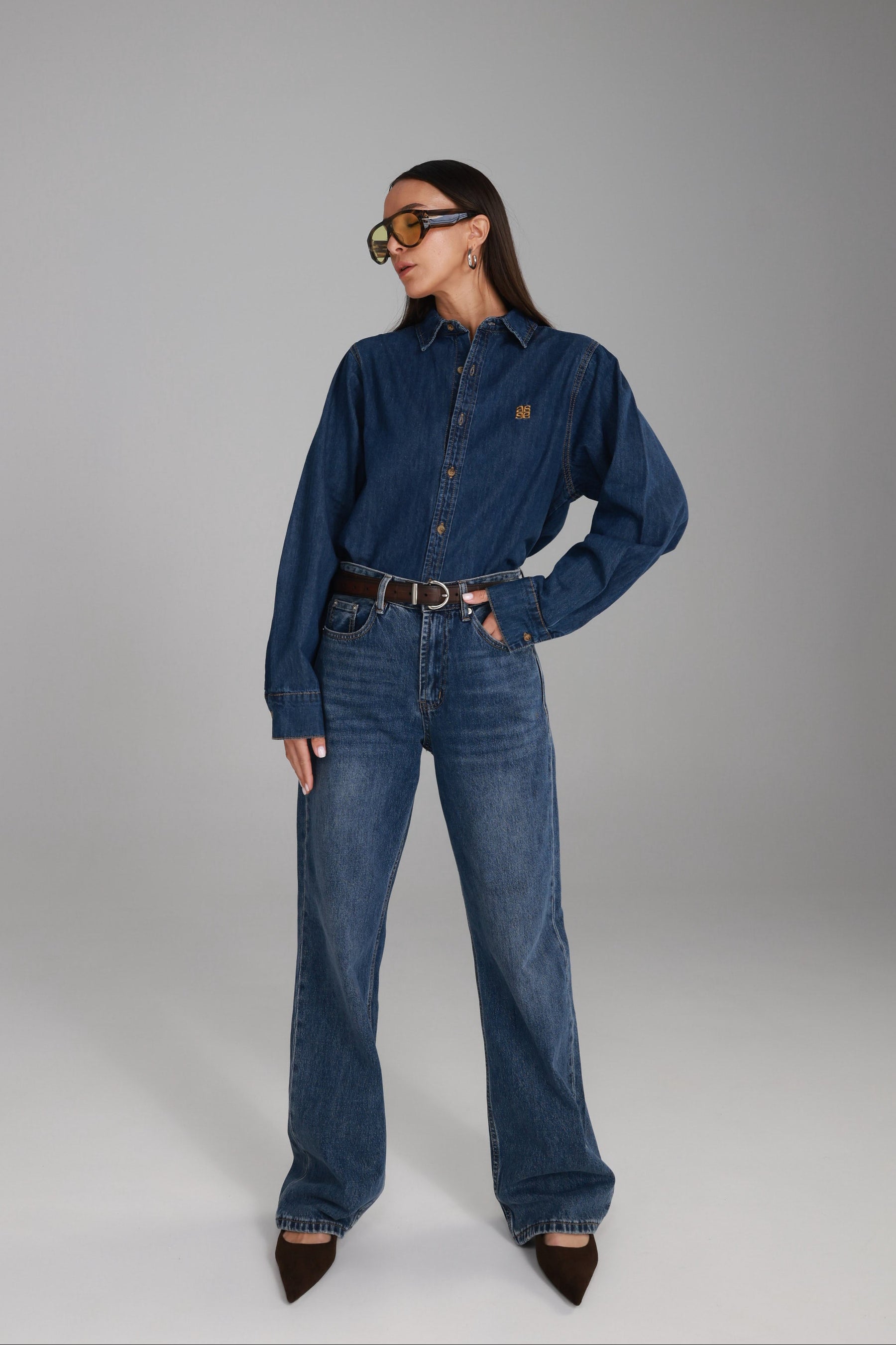 חולצת ג'ינס דיקסי כחול כהה