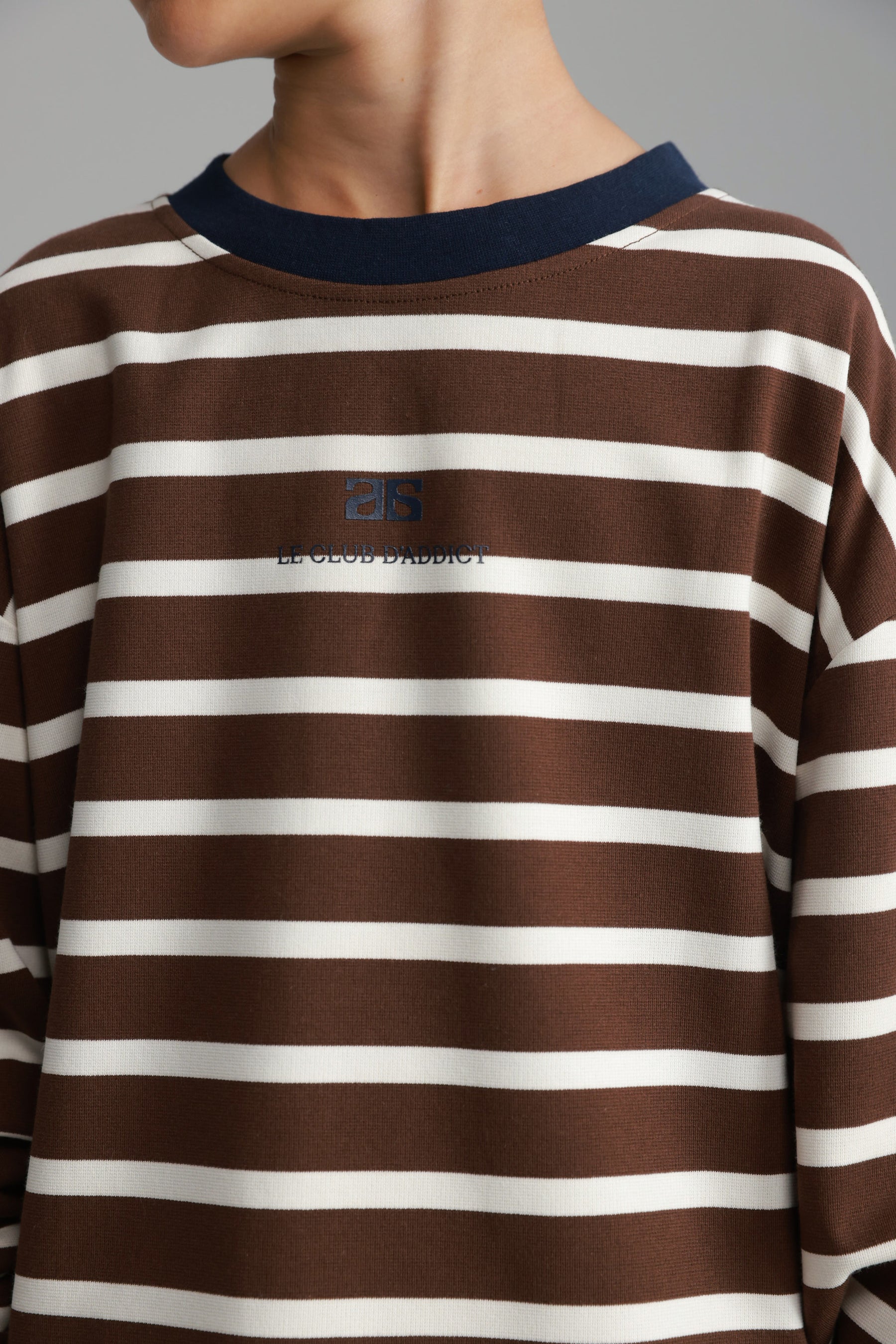 חולצת פול פסים חום/לבן