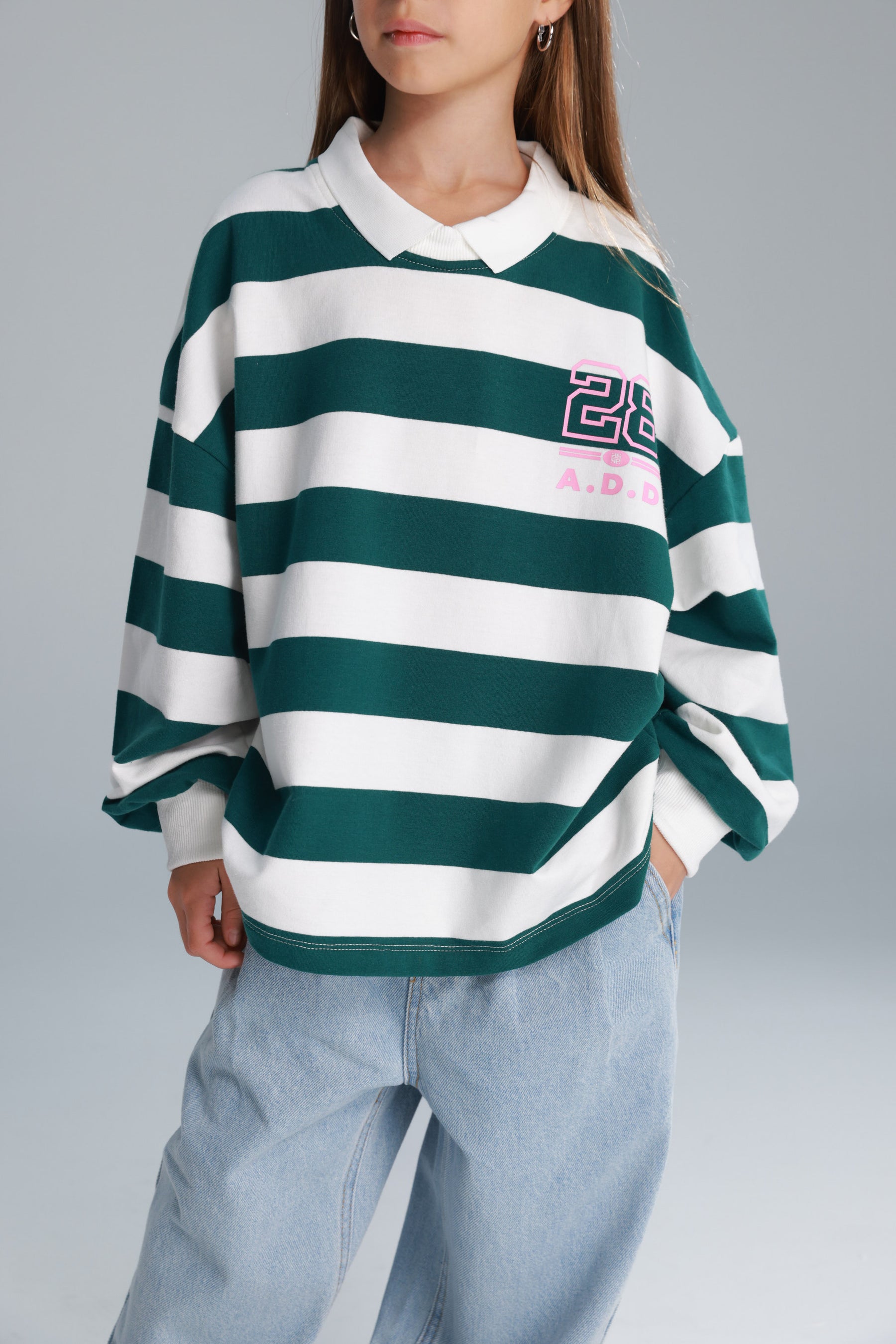 חולצת יוסטון פסים ירוק/לבן