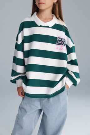 חולצת יוסטון פסים ירוק/לבן