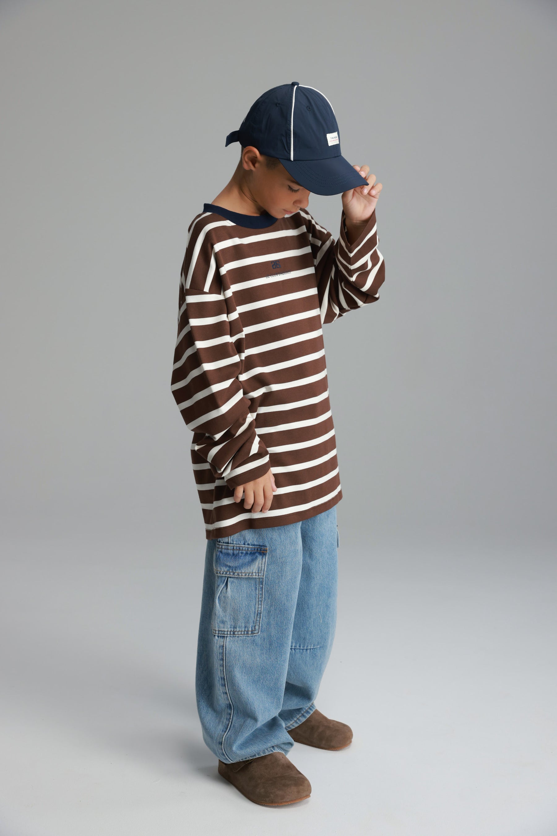 חולצת פול פסים חום/לבן