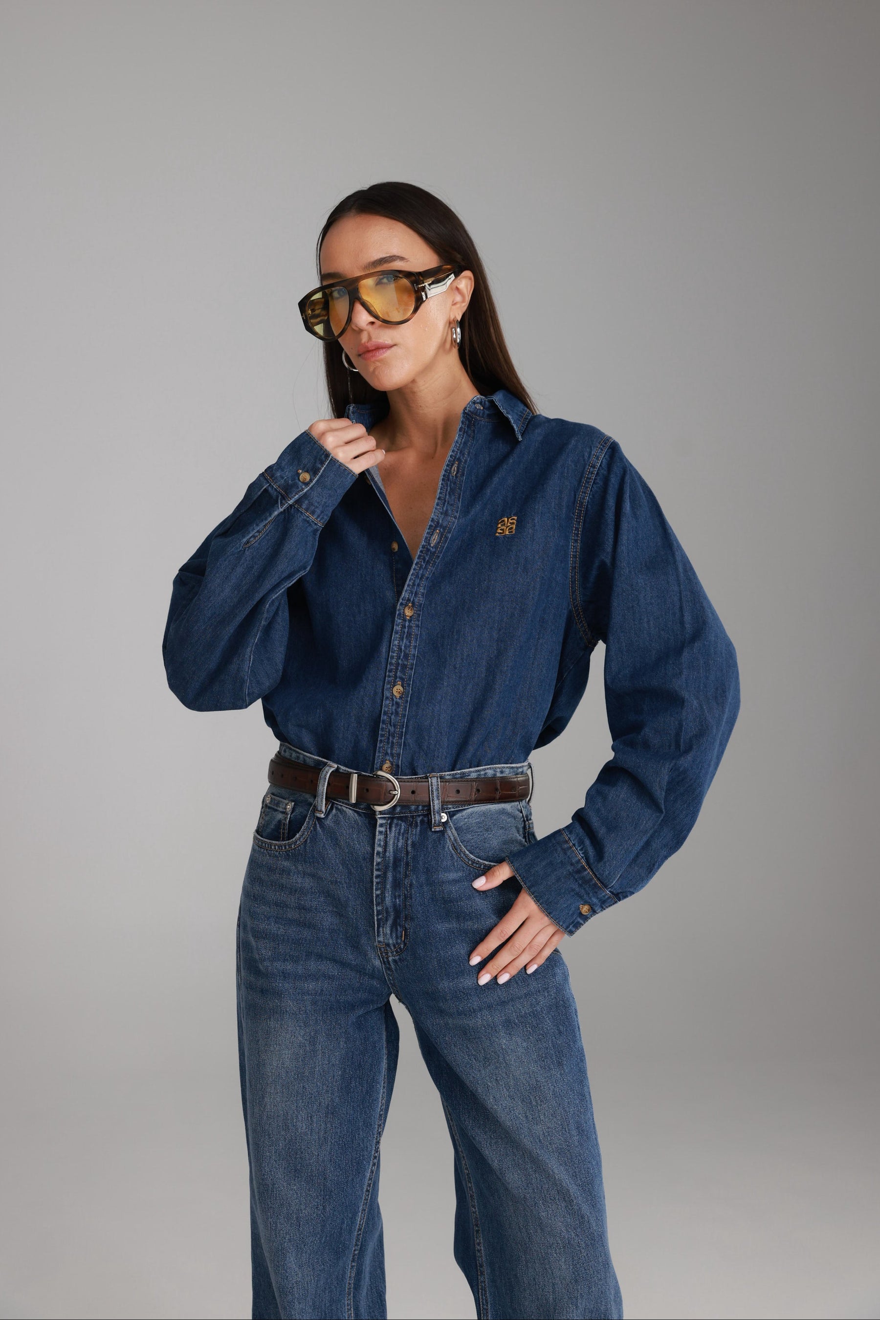 חולצת ג'ינס דיקסי כחול כהה