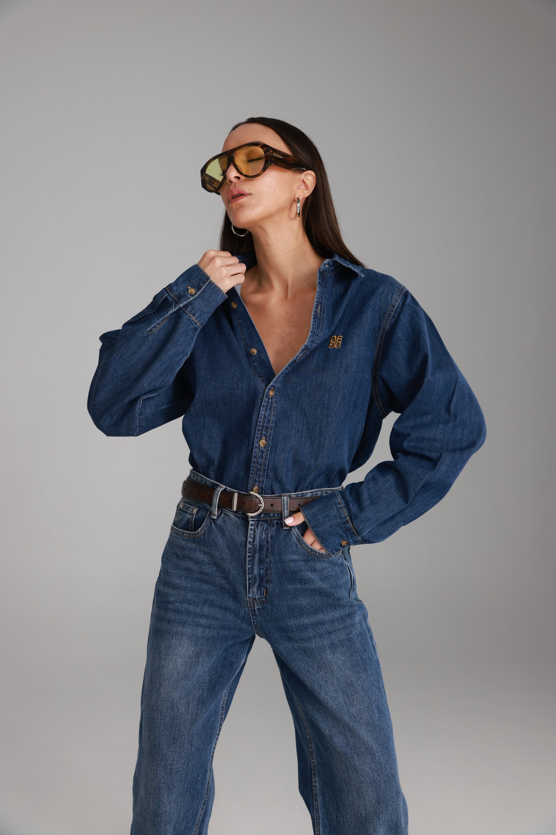 חולצת ג'ינס דיקסי כחול כהה