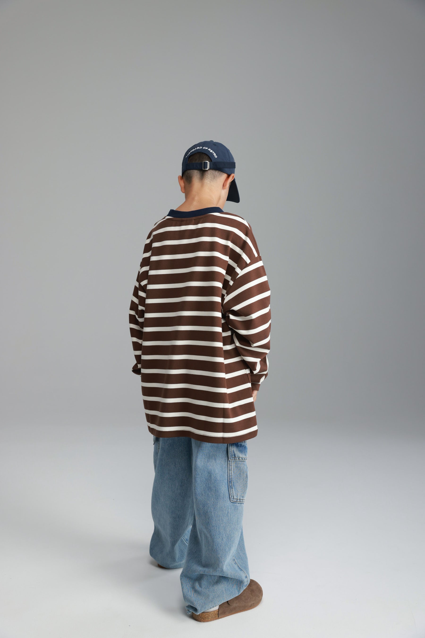 חולצת פול פסים חום/לבן