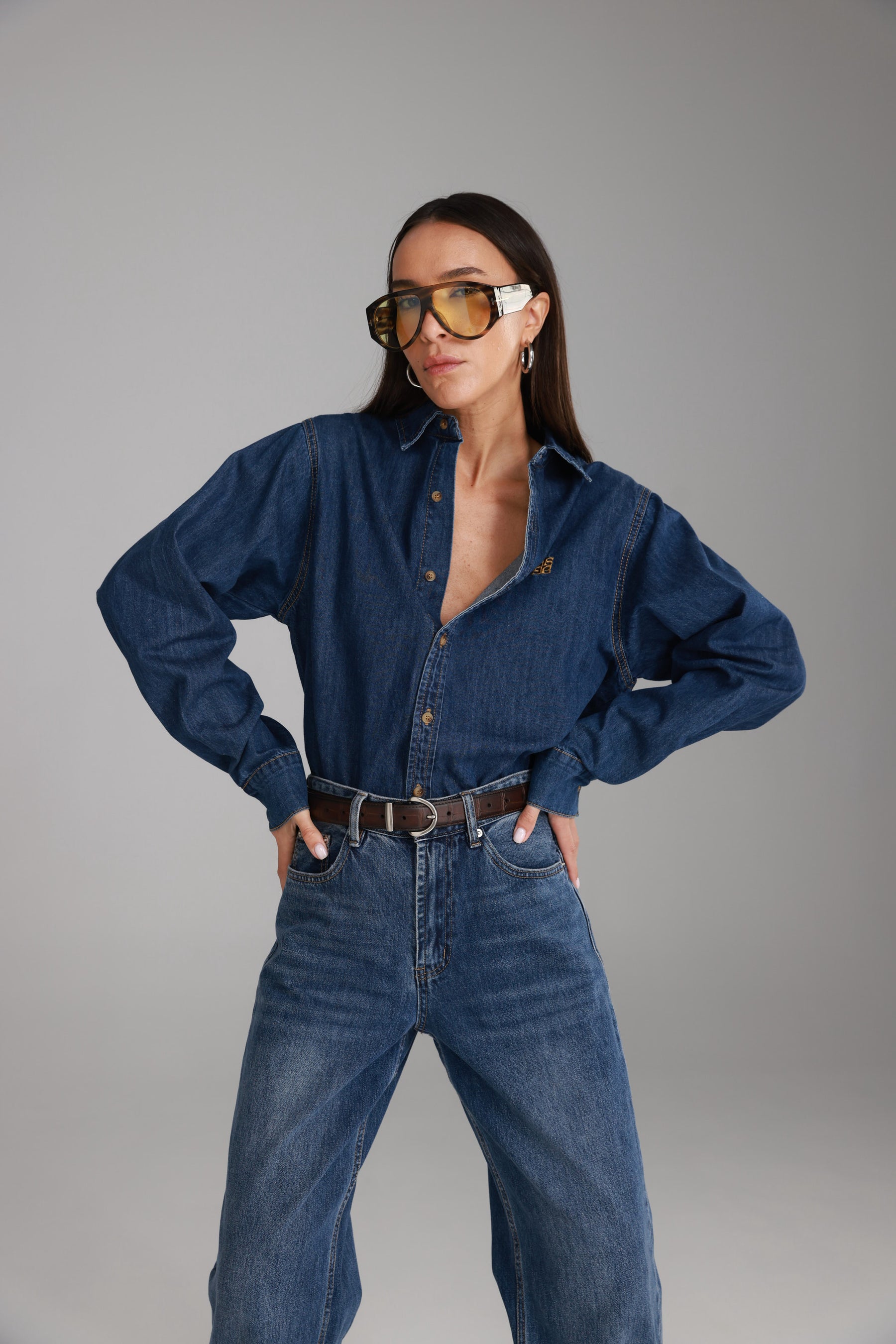 חולצת ג'ינס דיקסי כחול כהה