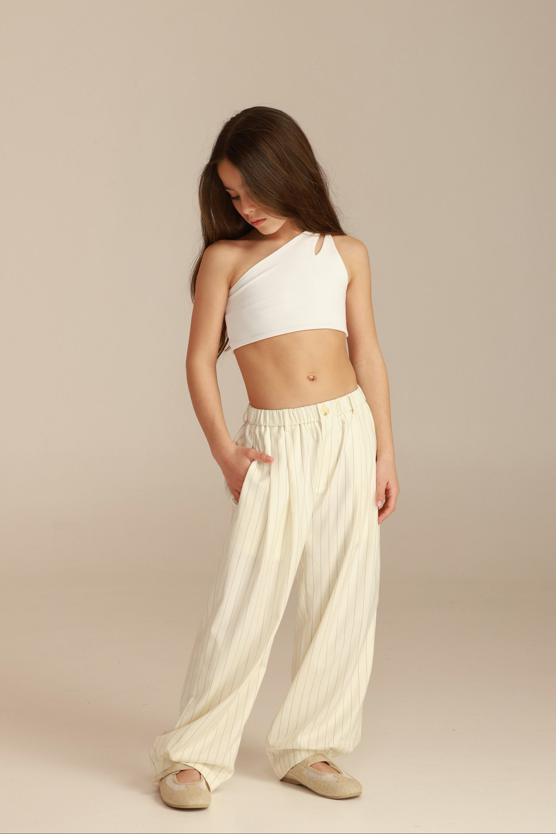 מכנסי לואן שמנת