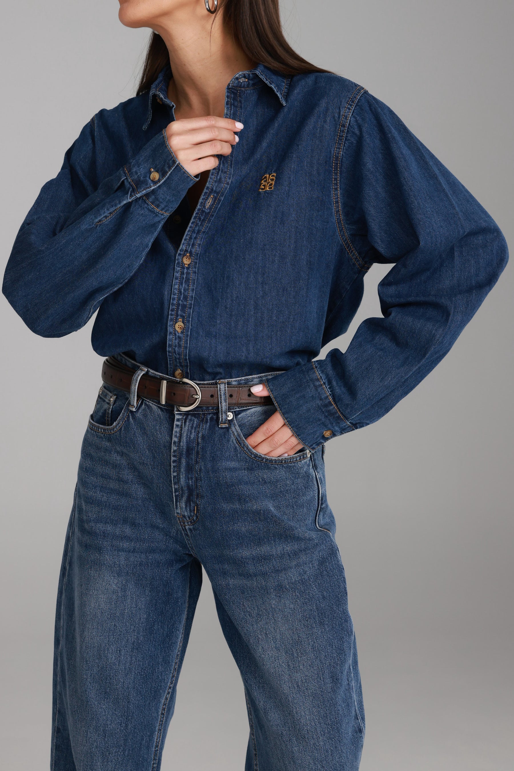 חולצת ג'ינס דיקסי כחול כהה