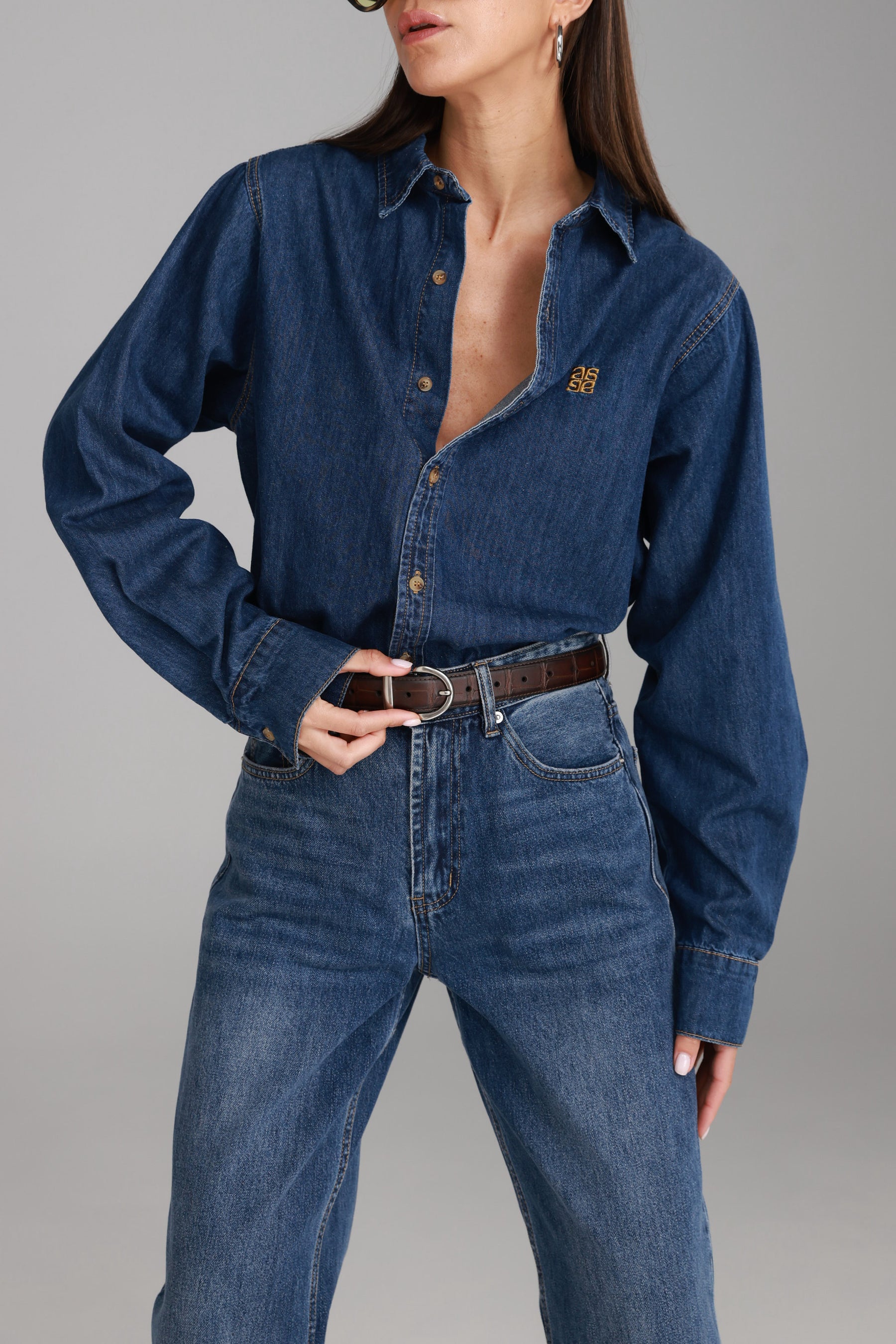 חולצת ג'ינס דיקסי כחול כהה