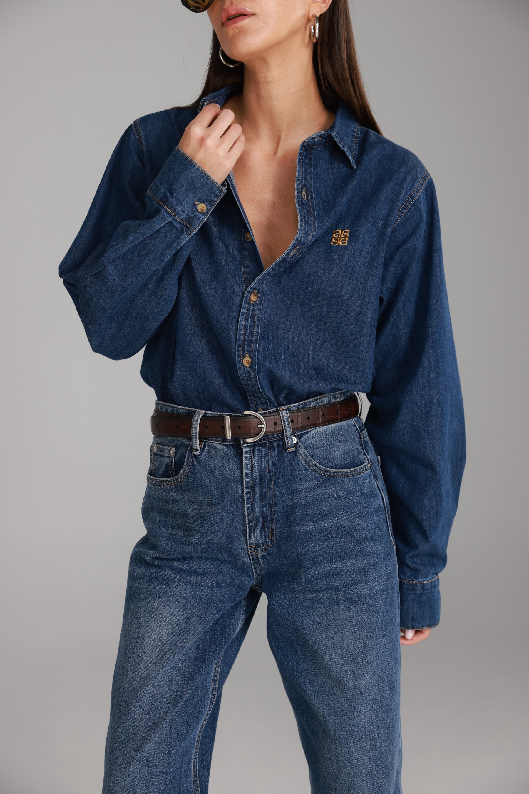 חולצת ג'ינס דיקסי כחול כהה