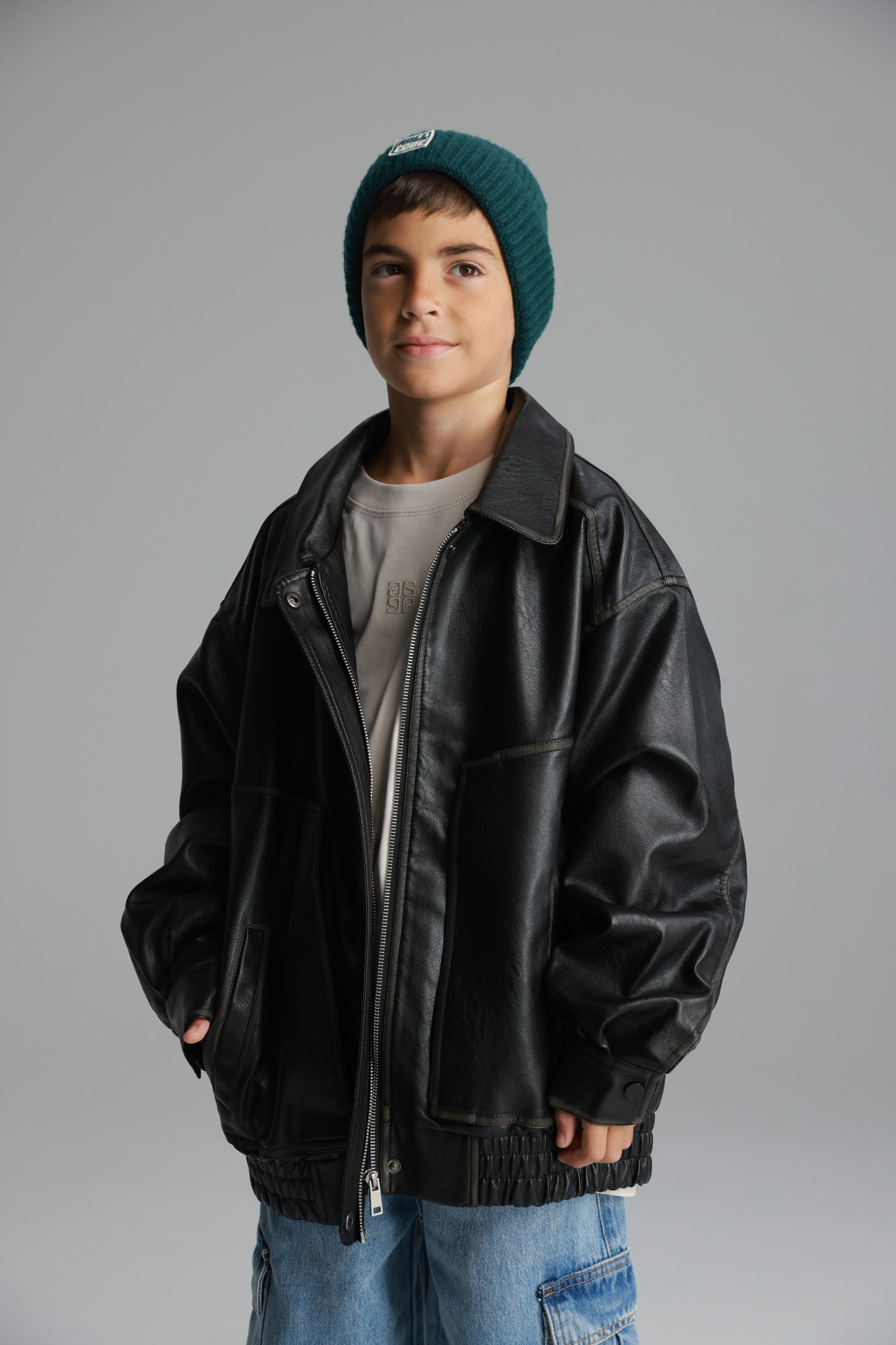 מעיל האנה דמוי עור שחור