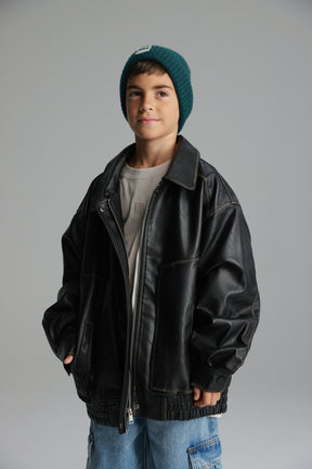 מעיל האנה דמוי עור שחור