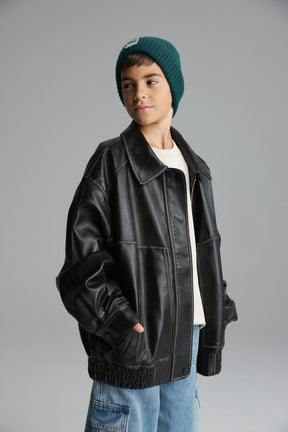 מעיל האנה דמוי עור שחור