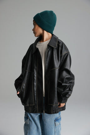 מעיל האנה דמוי עור שחור