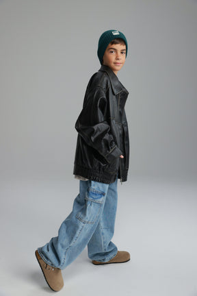 מעיל האנה דמוי עור שחור