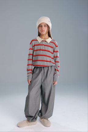 חולצת סרינה אפור/בורדו