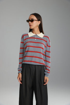 חולצת סריג מונטנה אפור/בורדו