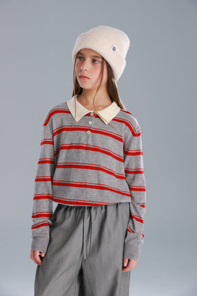 חולצת סרינה אפור/בורדו