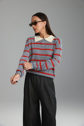 חולצת סריג מונטנה אפור/בורדו