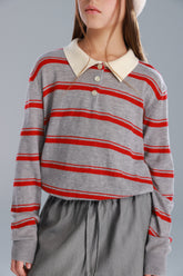 חולצת סרינה אפור/בורדו