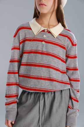 חולצת סרינה אפור/בורדו