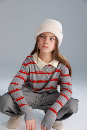 חולצת סרינה אפור/בורדו