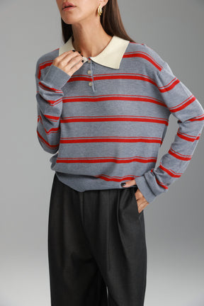 חולצת סריג מונטנה אפור/בורדו