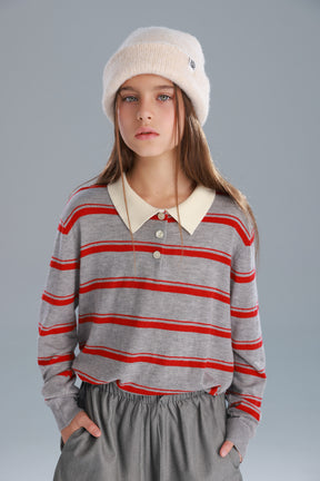 חולצת סרינה אפור/בורדו