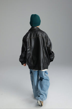 מעיל האנה דמוי עור שחור