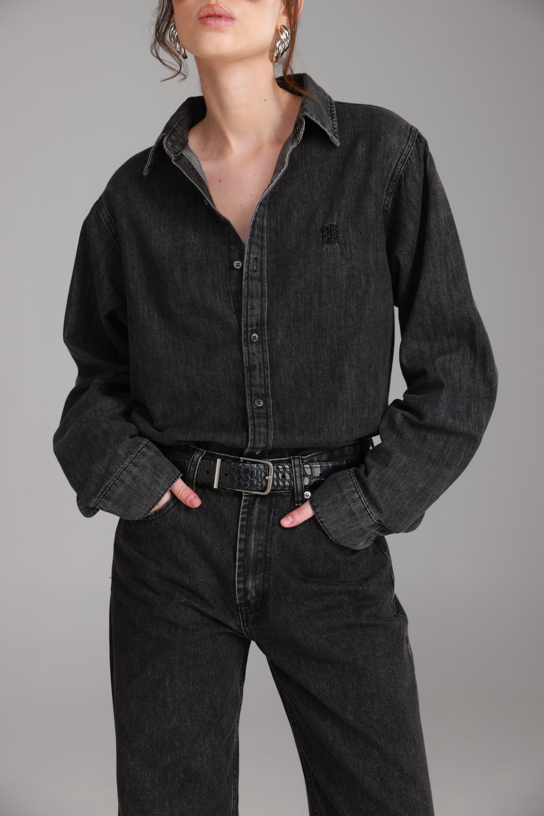 חולצת ג'ינס דיקסי שחורה